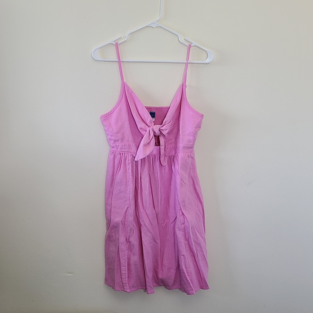 NWT Bubblegum Pink Spagetti Strap Tie Front Dress